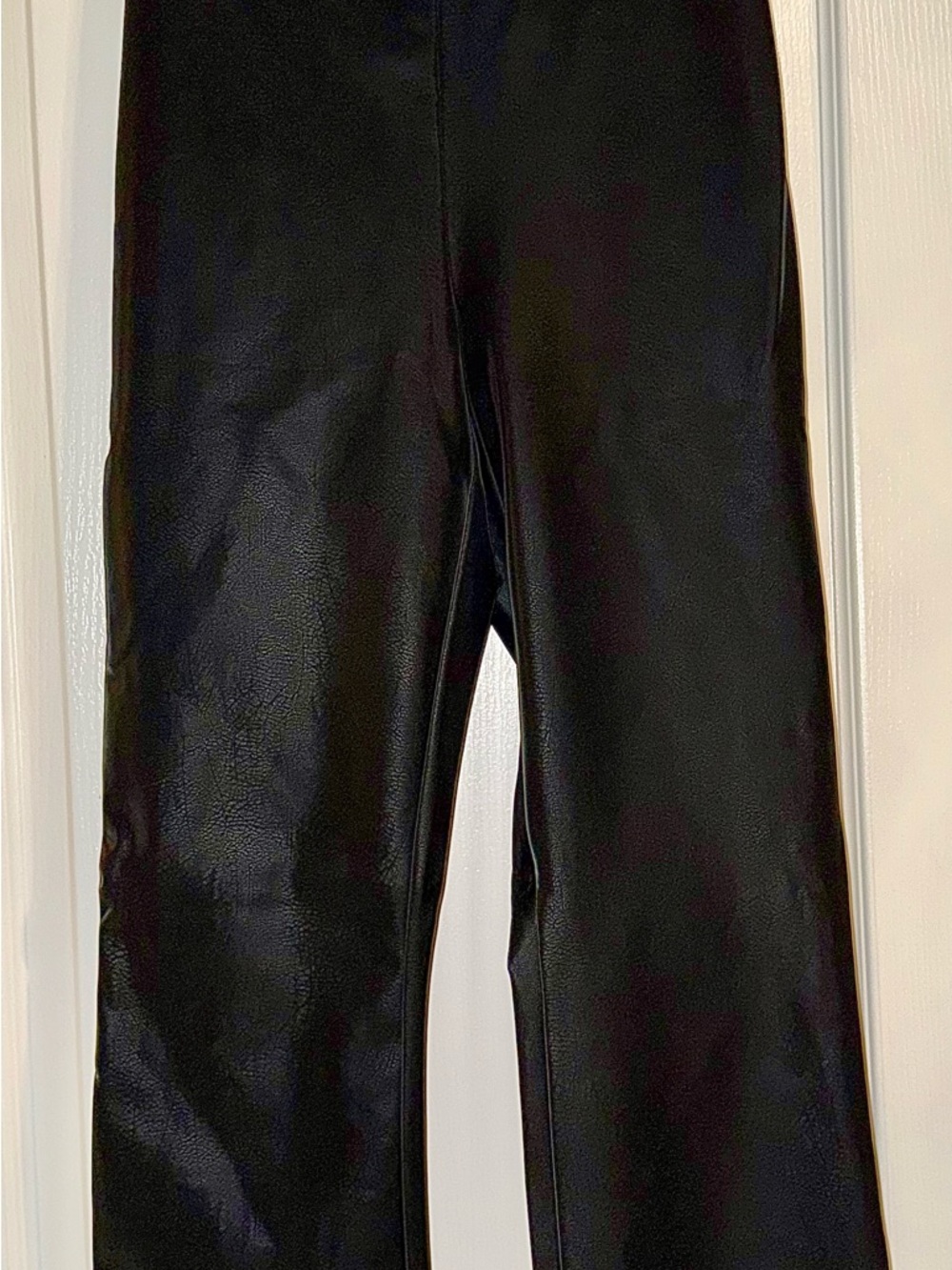 Naked Wardrobe Black Faux Leather suede Straight-Leg Pants